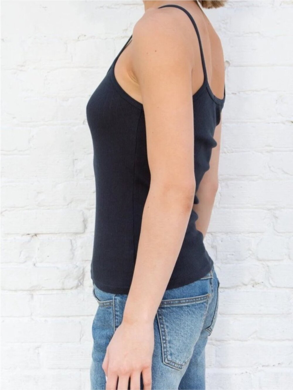 Brandy Melville Belle Fnavy blue ribbed full-Length Cotton Tank Top Navy Blue S - Picture 2 of 6